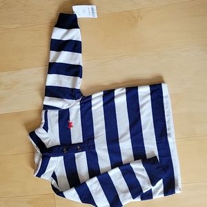 Carter's fleece top, 2T, Navy & White stripes, machine wash.